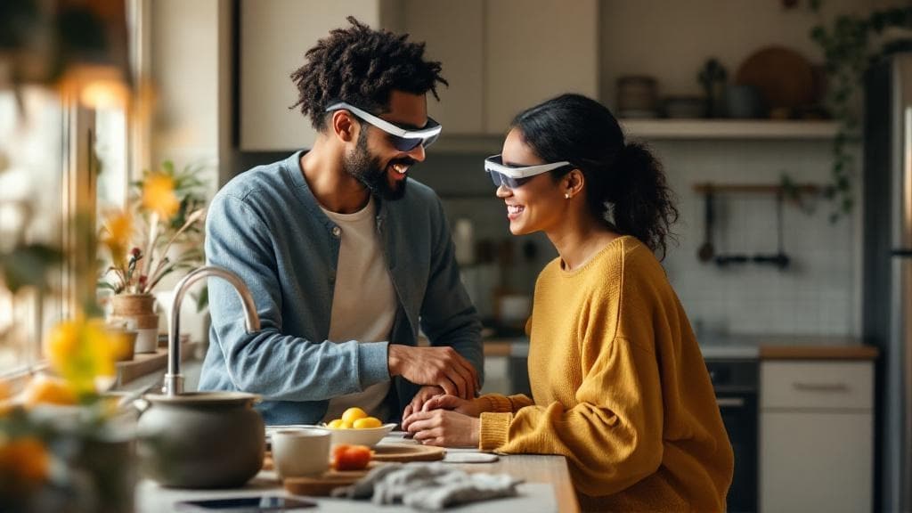 Couple using Lensbond Rituals AR micro-session