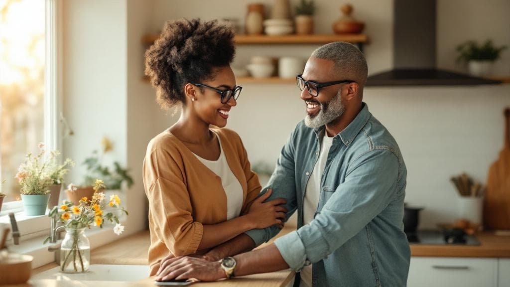 Couple connecting through guided rituals